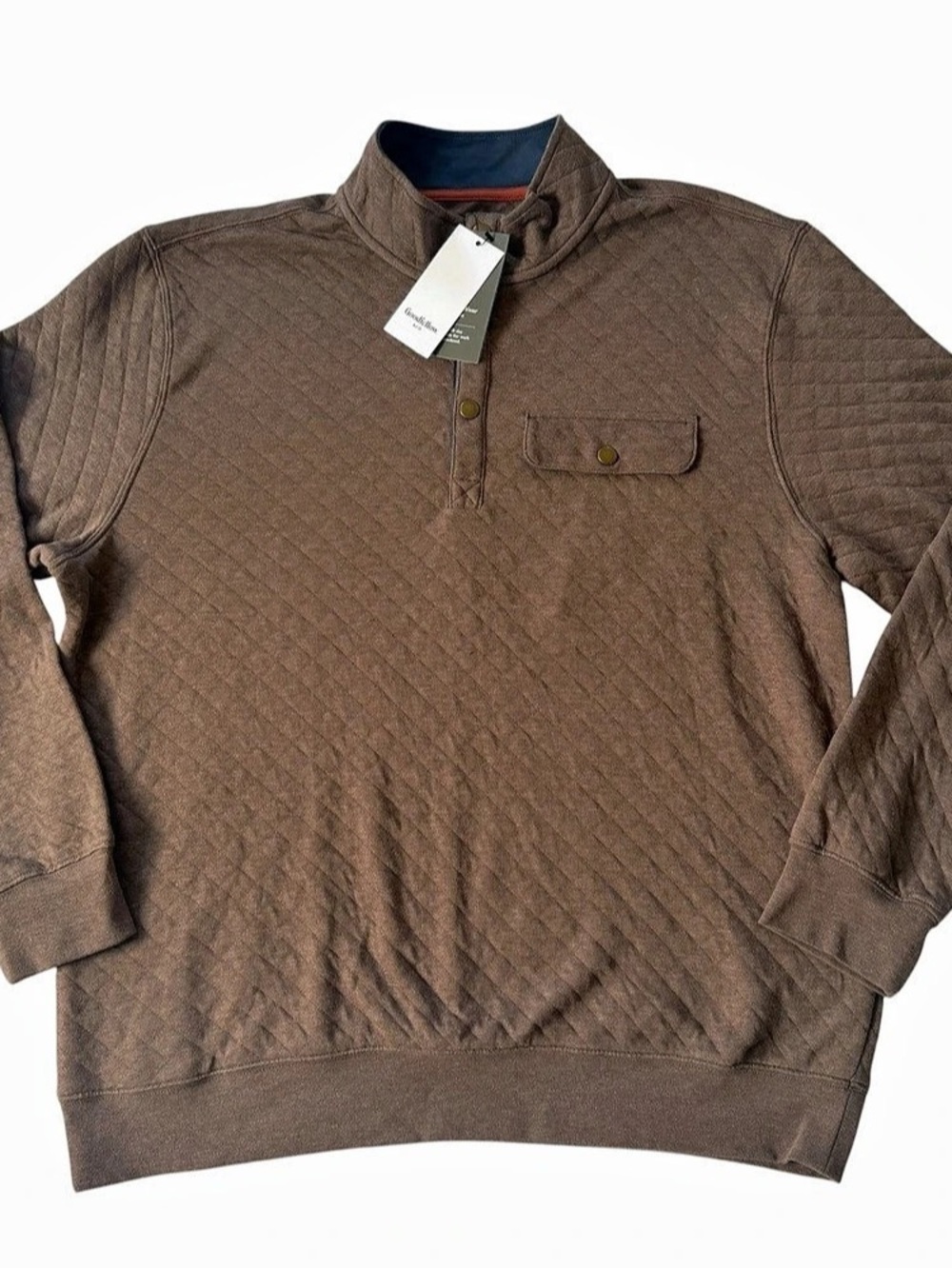 Goodfellow & Co Men’s Large Brown Quilted Snap Pullover NWT